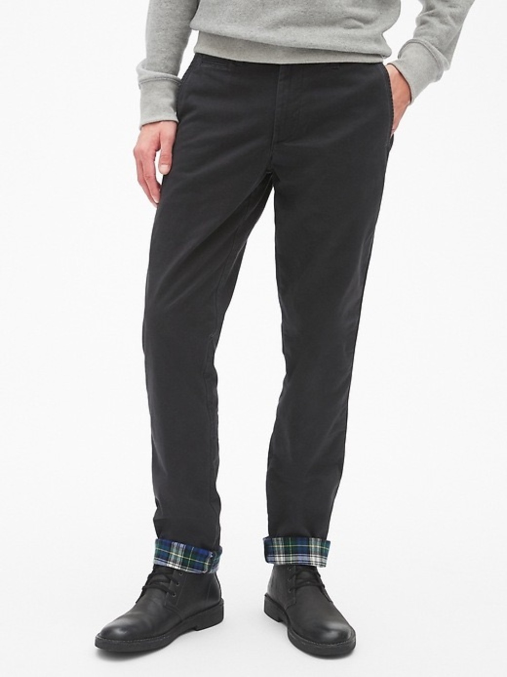 GAP Men's Navy Blue Chinos with Plaid Cuff
